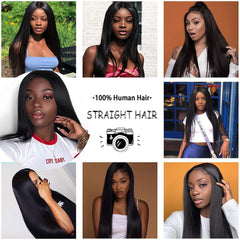 26 Inch U Part Wigs, Brazilian Long Straight Human Hair Wig for Black Women Glueless U Shape Remy Hair Wigs Non Lace Wigs With Straps Combs, 150% Density Natural Color